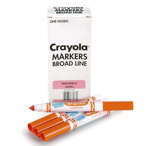 Image of Crayola® 58-7800-036 Broad Line Washable Markers, Broad Bullet Tip, Orange, 12/box