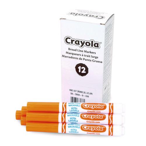 Image of Crayola® 58-7800-036 Broad Line Washable Markers, Broad Bullet Tip, Orange, 12/box
