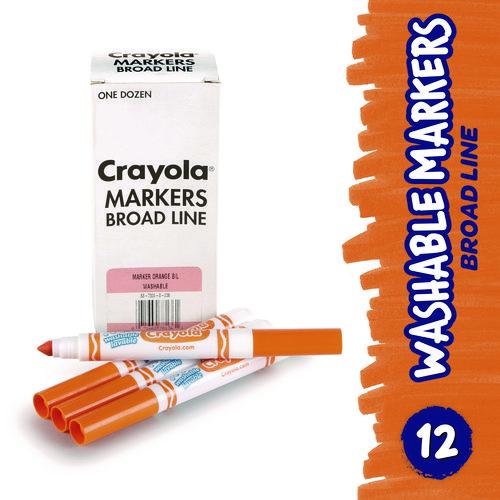 Image of Crayola® 58-7800-036 Broad Line Washable Markers, Broad Bullet Tip, Orange, 12/box
