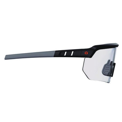Image of ergodyne® 55002 Skullerz AEGIR Anti-Scratch Enhanced Anti-Fog Safety Glasses, Matte Black Half Frame, Clear Single Lens