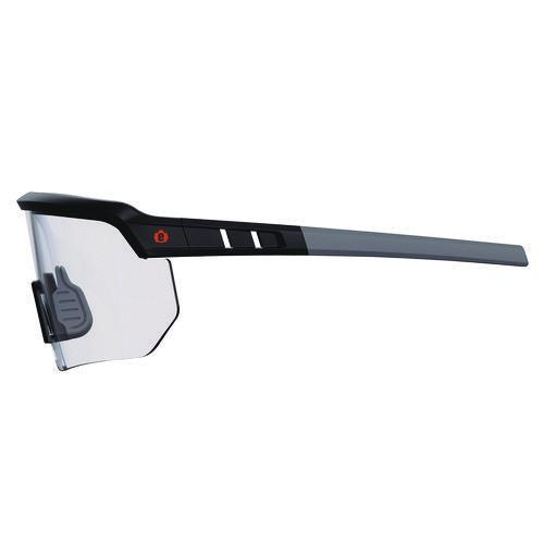 Image of ergodyne® 55002 Skullerz AEGIR Anti-Scratch Enhanced Anti-Fog Safety Glasses, Matte Black Half Frame, Clear Single Lens