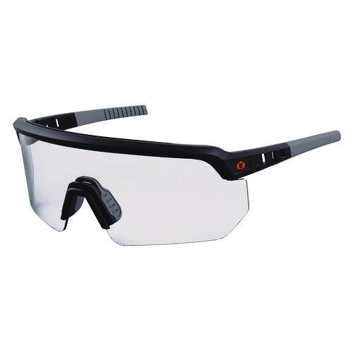 Image of ergodyne® 55002 Skullerz AEGIR Anti-Scratch Enhanced Anti-Fog Safety Glasses, Matte Black Half Frame, Clear Single Lens