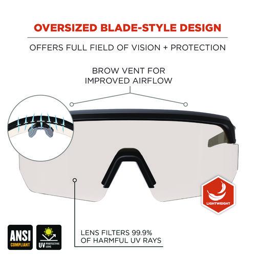 Image of ergodyne® 55003 Skullerz AEGIR Safety Glasses, Matte Black Half Frame, Clear Single I/O Lens