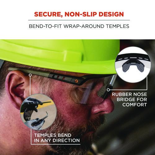 Image of ergodyne® 55003 Skullerz AEGIR Safety Glasses, Matte Black Half Frame, Clear Single I/O Lens