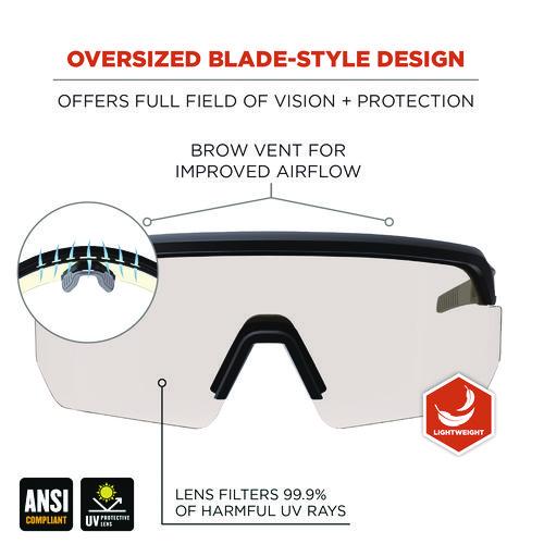 Image of ergodyne® 55004 Skullerz AEGIR Anti-Scratch Enhanced Anti-Fog Safety Glasses, Matte Black Half Frame, Clear Single I/O Lens