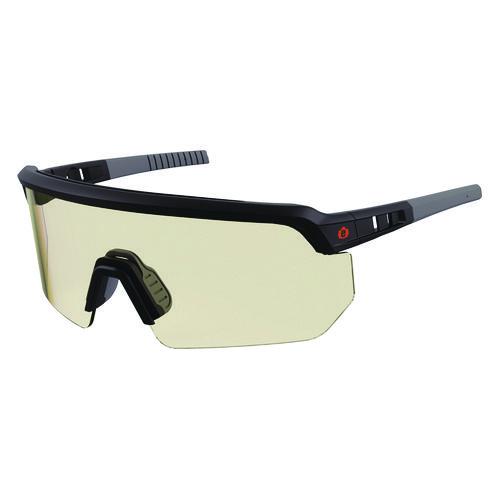 Image of ergodyne® 55004 Skullerz AEGIR Anti-Scratch Enhanced Anti-Fog Safety Glasses, Matte Black Half Frame, Clear Single I/O Lens
