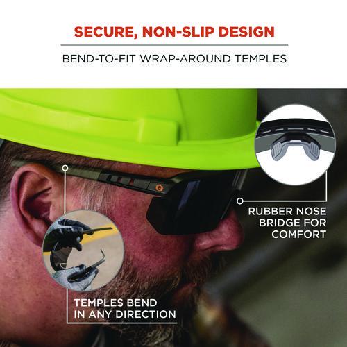 Image of ergodyne® 55005 Skullerz AEGIR Safety Glasses, Matte Black Half Frame, Smoke Single Lens