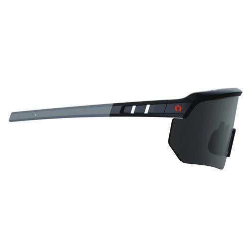 Image of ergodyne® 55006 Skullerz AEGIR Anti-Scratch Enhanced Anti-Fog Safety Glasses, Matte Black Half Frame, Smoke Single Lens