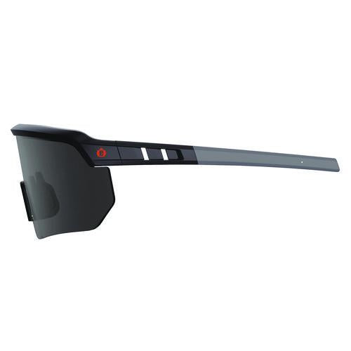 Image of ergodyne® 55006 Skullerz AEGIR Anti-Scratch Enhanced Anti-Fog Safety Glasses, Matte Black Half Frame, Smoke Single Lens
