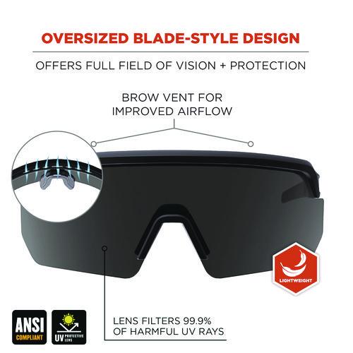 Image of ergodyne® 55006 Skullerz AEGIR Anti-Scratch Enhanced Anti-Fog Safety Glasses, Matte Black Half Frame, Smoke Single Lens