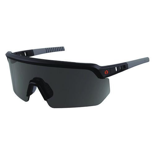 Image of ergodyne® 55006 Skullerz AEGIR Anti-Scratch Enhanced Anti-Fog Safety Glasses, Matte Black Half Frame, Smoke Single Lens