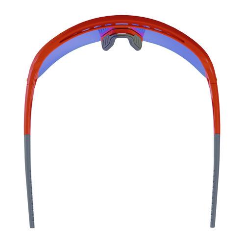 Image of ergodyne® 55021 Skullerz AEGIR Safety Glasses, Orange Half Frame, Mirrored Blue Single Lens