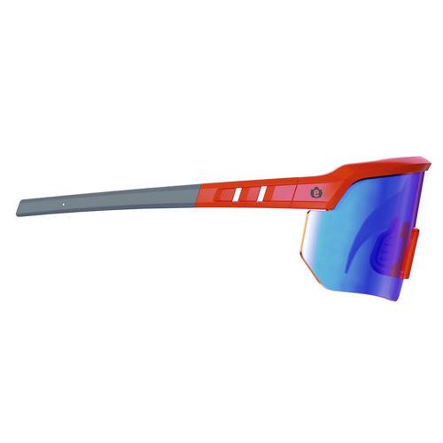 Image of ergodyne® 55021 Skullerz AEGIR Safety Glasses, Orange Half Frame, Mirrored Blue Single Lens