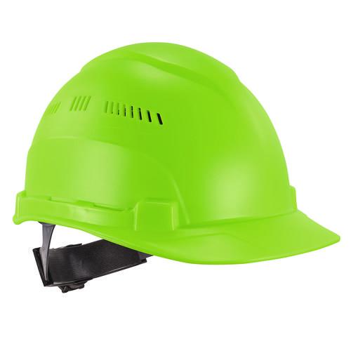 Image of ergodyne® 60224 Skullerz 8966 Class C Lightweight Cap-Style Hard Hat with Adjustable Venting, 6-Point Ratchet, One Size Fits Most, Lime
