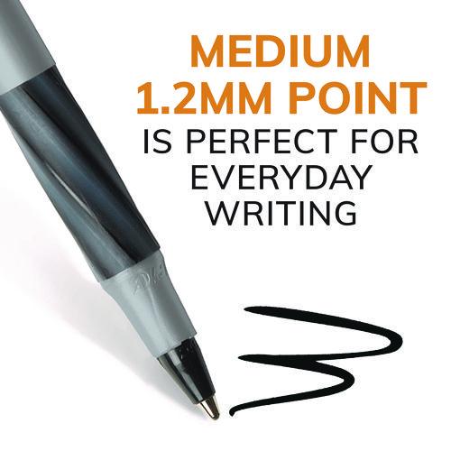 Image of BIC® GSFG11 BLK Round Stic Grip Xtra Comfort Ballpoint Pen, Stick, Fine 0.8 Mm, Black Ink, Gray/black Barrel, Dozen