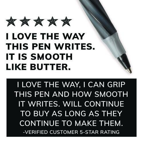 Image of BIC® GSFG11 BLK Round Stic Grip Xtra Comfort Ballpoint Pen, Stick, Fine 0.8 Mm, Black Ink, Gray/black Barrel, Dozen