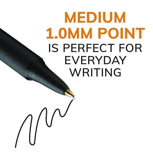 Image of BIC® SCSM11-BLK Soft Feel Ballpoint Pen, Retractable, Medium 1 Mm, Black Ink, Black Barrel, Dozen