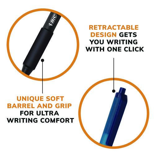Image of BIC® SCSM11-BLK Soft Feel Ballpoint Pen, Retractable, Medium 1 Mm, Black Ink, Black Barrel, Dozen