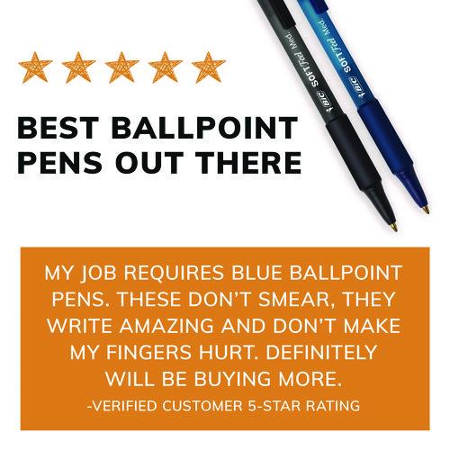 Image of BIC® SCSM11-BLK Soft Feel Ballpoint Pen, Retractable, Medium 1 Mm, Black Ink, Black Barrel, Dozen