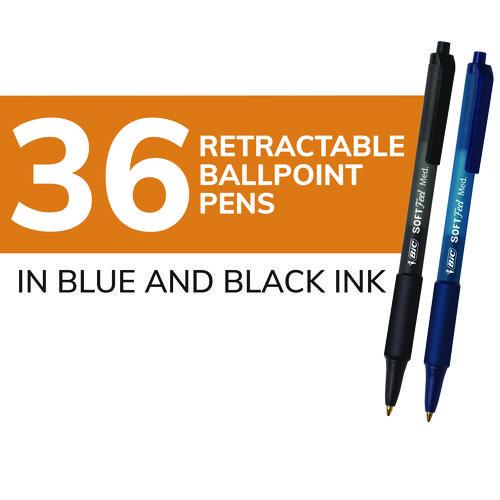 Image of BIC® SCSM361-BLK Soft Feel Ballpoint Pen Value Pack, Retractable, Medium 1 Mm, Black Ink, Black Barrel, 36/pack