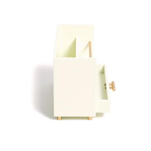 Image of U Brands Juliet Desk Organizer, 3 Compartments, 1 Drawer, 9.5" x 4.2" x 4.9", White/Gold, Wood/Metal