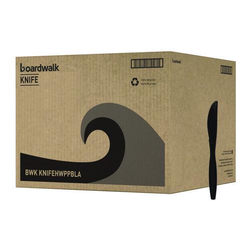 Image of Boardwalk® BWKKNIFEHWPPBLA Heavyweight Polypropylene Cutlery, Knife, Plastic, Black, 1,000/Carton