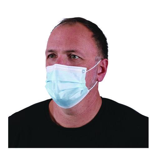 Image of Boardwalk® MS2000 Three-Ply General Use Face Mask, Polypropylene, One Size Fits Most, Blue, 50/Box, 40 Boxes/Carton