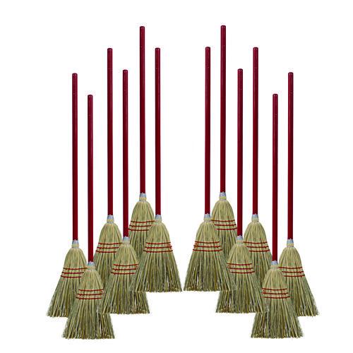 Image of BoardwalkÂ® Corn/fiber Brooms, Corn/synthetic Fiber Bristles, 36" Overall Length, Gray/natural, 12/carton