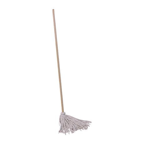 Image of BoardwalkÂ® Cotton Deck Mop, #16 White Cotton Head, 50" Wood Handle, 12/Carton