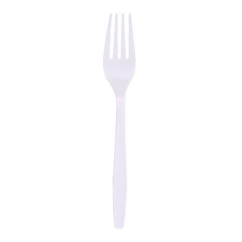 Image of Boardwalk® BWKFORKHWPPWH Heavyweight Polypropylene Cutlery, Fork, Plastic, White, 1,000/Carton
