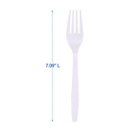 Image of Boardwalk® BWKFORKHWPPWH Heavyweight Polypropylene Cutlery, Fork, Plastic, White, 1,000/Carton