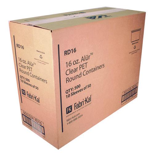 Image of Fabri-Kal® 000000000009501034 Recycleware Round Deli Container, 16 oz, 4.6" Diameter x 3" h, Clear, Plastic, 500/Carton