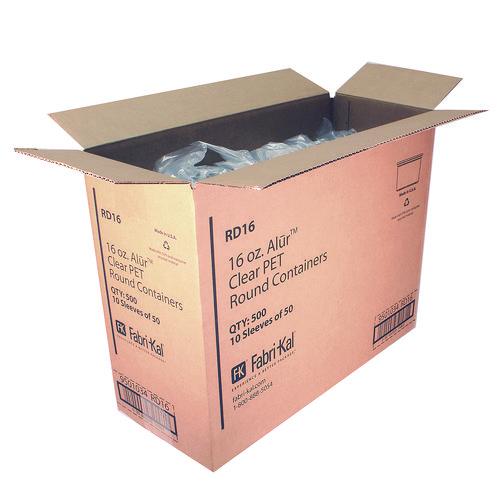 Image of Fabri-Kal® 000000000009501034 Recycleware Round Deli Container, 16 oz, 4.6" Diameter x 3" h, Clear, Plastic, 500/Carton