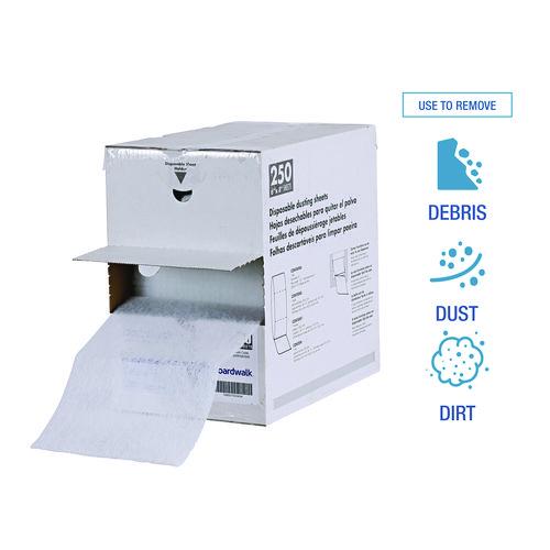 Image of BoardwalkÂ® Trapeze Disposable Dusting Sheets, 8" X 125 Ft, White, 250 Sheets/roll,