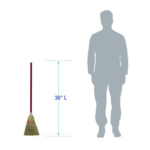 Image of BoardwalkÂ® Corn/fiber Brooms, Corn/synthetic Fiber Bristles, 36" Overall Length, Gray/natural, 12/carton
