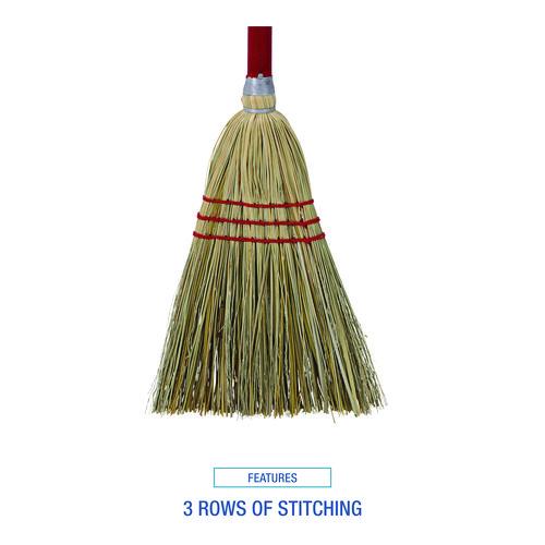 Image of BoardwalkÂ® Corn/fiber Brooms, Corn/synthetic Fiber Bristles, 36" Overall Length, Gray/natural, 12/carton
