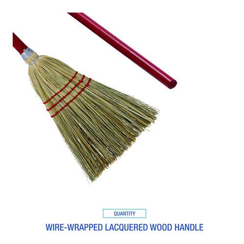 Image of BoardwalkÂ® Corn/fiber Brooms, Corn/synthetic Fiber Bristles, 36" Overall Length, Gray/natural, 12/carton