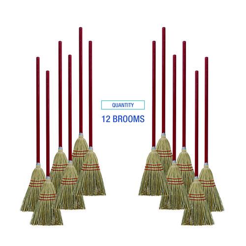 Image of BoardwalkÂ® Corn/fiber Brooms, Corn/synthetic Fiber Bristles, 36" Overall Length, Gray/natural, 12/carton