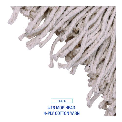 Image of BoardwalkÂ® Cotton Deck Mop, #16 White Cotton Head, 50" Wood Handle, 12/Carton