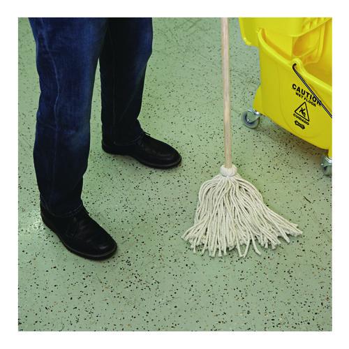 Image of BoardwalkÂ® Cotton Deck Mop, #16 White Cotton Head, 50" Wood Handle, 12/Carton