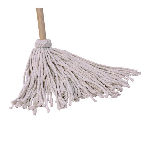 Image of BoardwalkÂ® Cotton Deck Mop, #16 White Cotton Head, 50" Wood Handle, 12/Carton