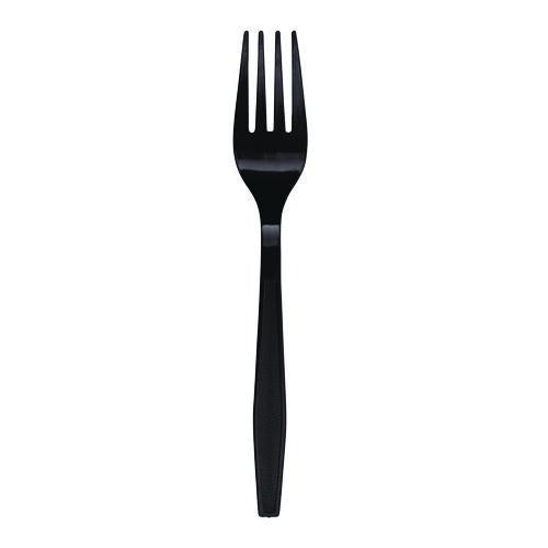 Image of Boardwalk® BWKFORKHWPPBLA Heavyweight Polypropylene Cutlery, Fork, Plastic, Black, 1,000/Carton