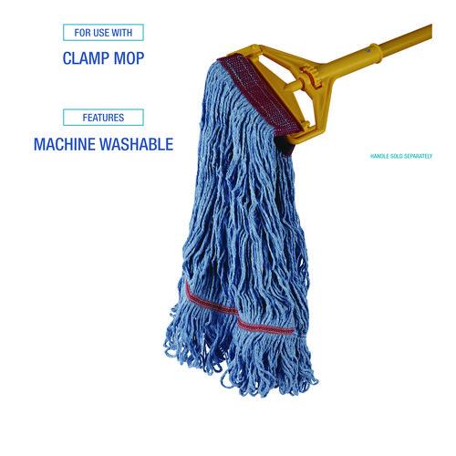 Image of Boardwalk® BWKLM30311L Cotton Mop Heads, Cotton/Synthetic, Large, Looped End, Wideband, Blue, 12/Carton