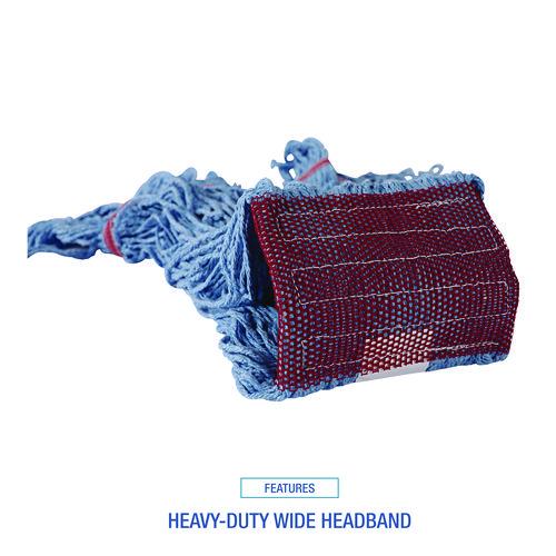 Image of Boardwalk® BWKLM30311L Cotton Mop Heads, Cotton/Synthetic, Large, Looped End, Wideband, Blue, 12/Carton