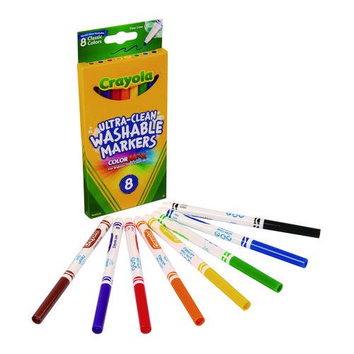 Image of Crayola® 587809 Ultra-Clean Washable Markers, Fine Bullet Tip, Assorted Colors, 8/pack