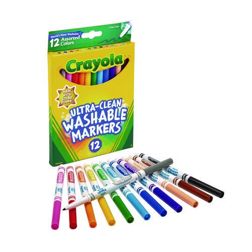 Image of Crayola® 587813 Ultra-Clean Washable Markers, Fine Bullet Tip, Assorted Colors, Dozen
