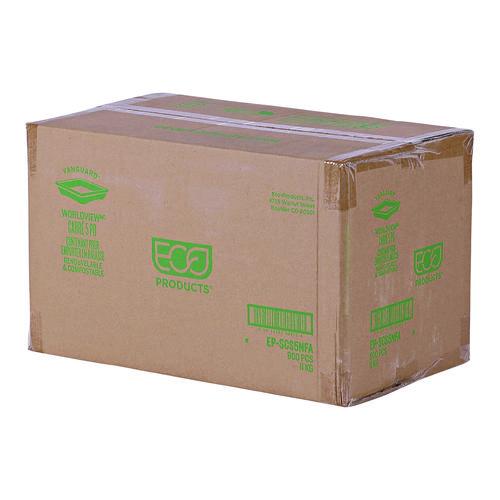 Image of Eco-ProductsÂ® Vanguard Worldview Renewable and Compostable Sugarcane Takeout Containers, 9.9 oz, 5 x 5 x 1, White, 800/Carton