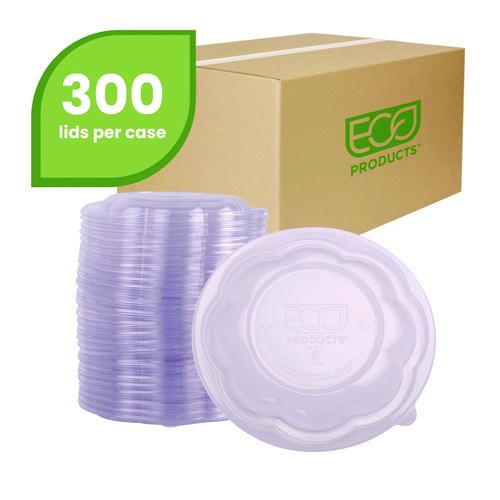 Image of Eco-Products® EP-SBLID Renewable and Compostable Lids, Fits 24, 32 and 48 oz Salad Bowls, Clear, Plastic, 300/Carton