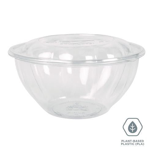 Image of Eco-Products® EP-SB32 Renewable and Compostable Salad Bowls with Lids, 32 oz, Clear, Plastic, 50/Pack, 3 Packs/Carton