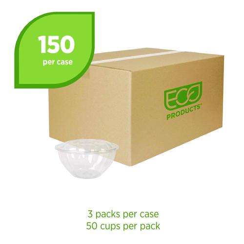 Image of Eco-Products® EP-SB32 Renewable and Compostable Salad Bowls with Lids, 32 oz, Clear, Plastic, 50/Pack, 3 Packs/Carton